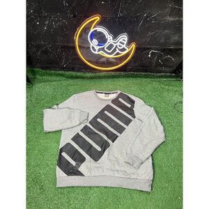 Puma Mens Gray Big Logo Crewneck Sweatshirt Heavyweight‎ Size X-Large